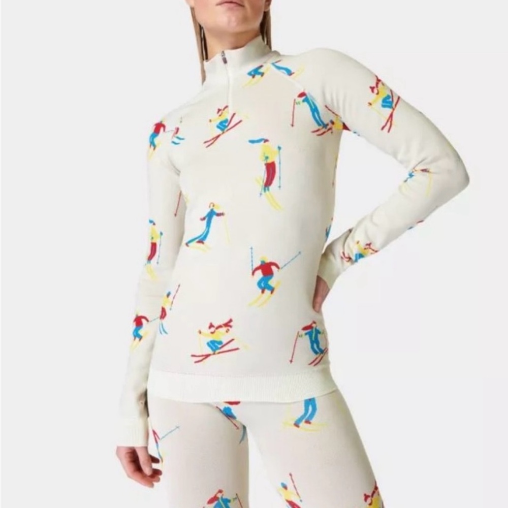 Sweaty Betty Cream Ski Print Sweater
